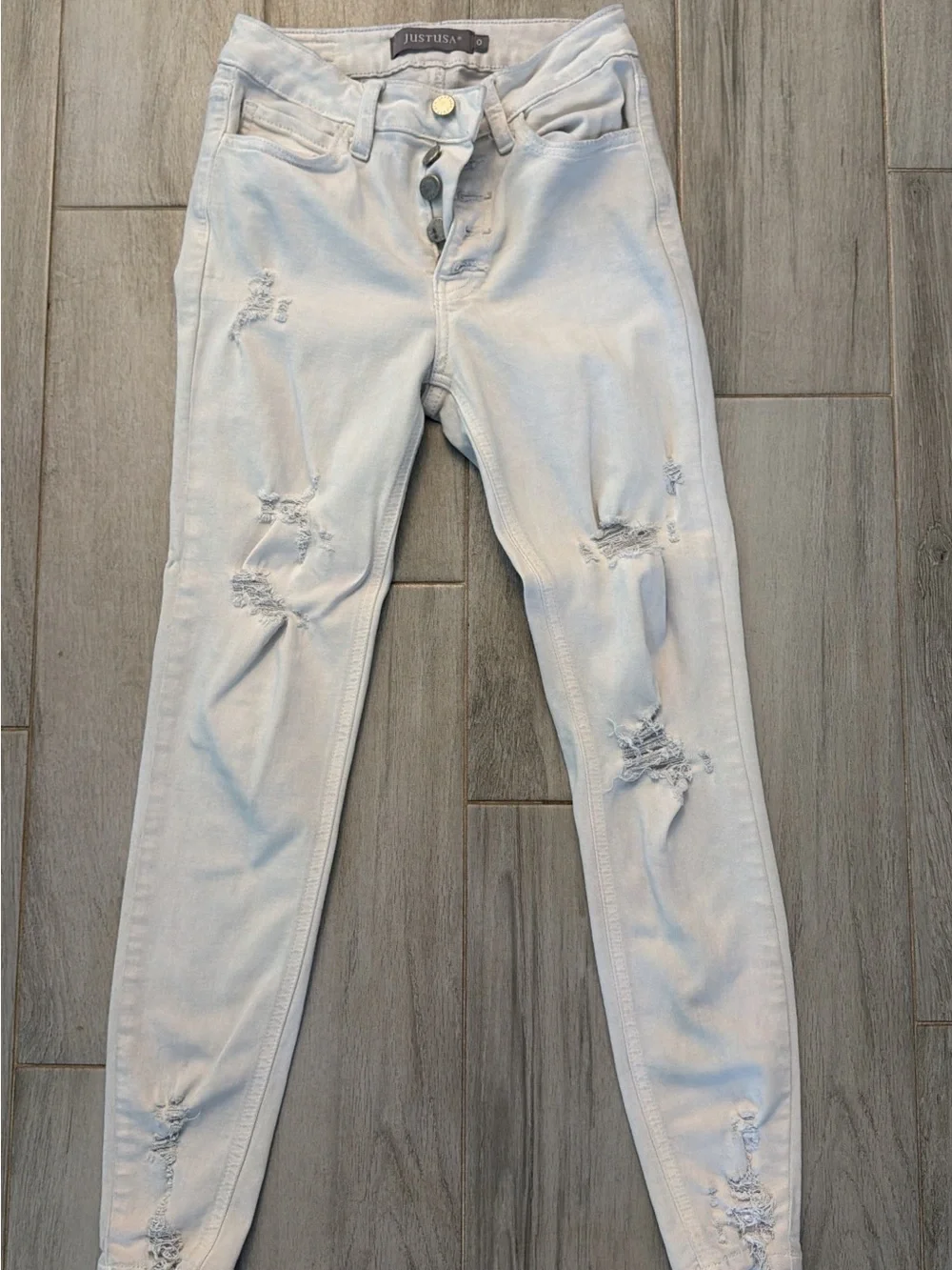Just USA Light Blue Distressed Skinny Jeans